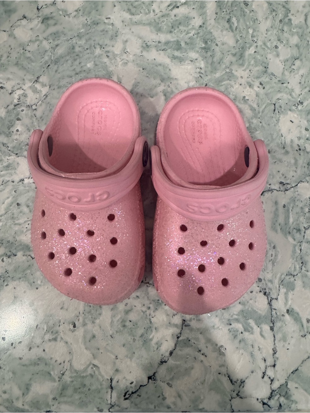 CROCS Kids' Glitter Classic Clog - Light Pink